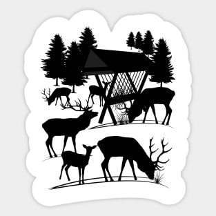 deer, roe deer, trees, antler, animal, hunting Sticker